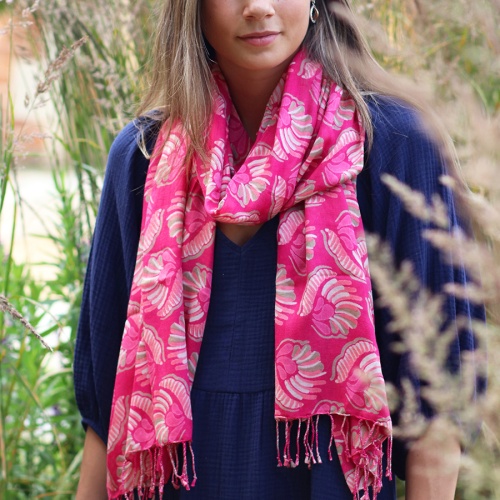 Carmine Red Shell Print Scarf by Peace of Mind